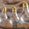 10er transparente Glühbirnen-LED-Lichterkette auf Naturseil mit Timer