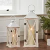 Folkestone Holzlaternen Duo weiß mit TruGlow® LED Kerzen