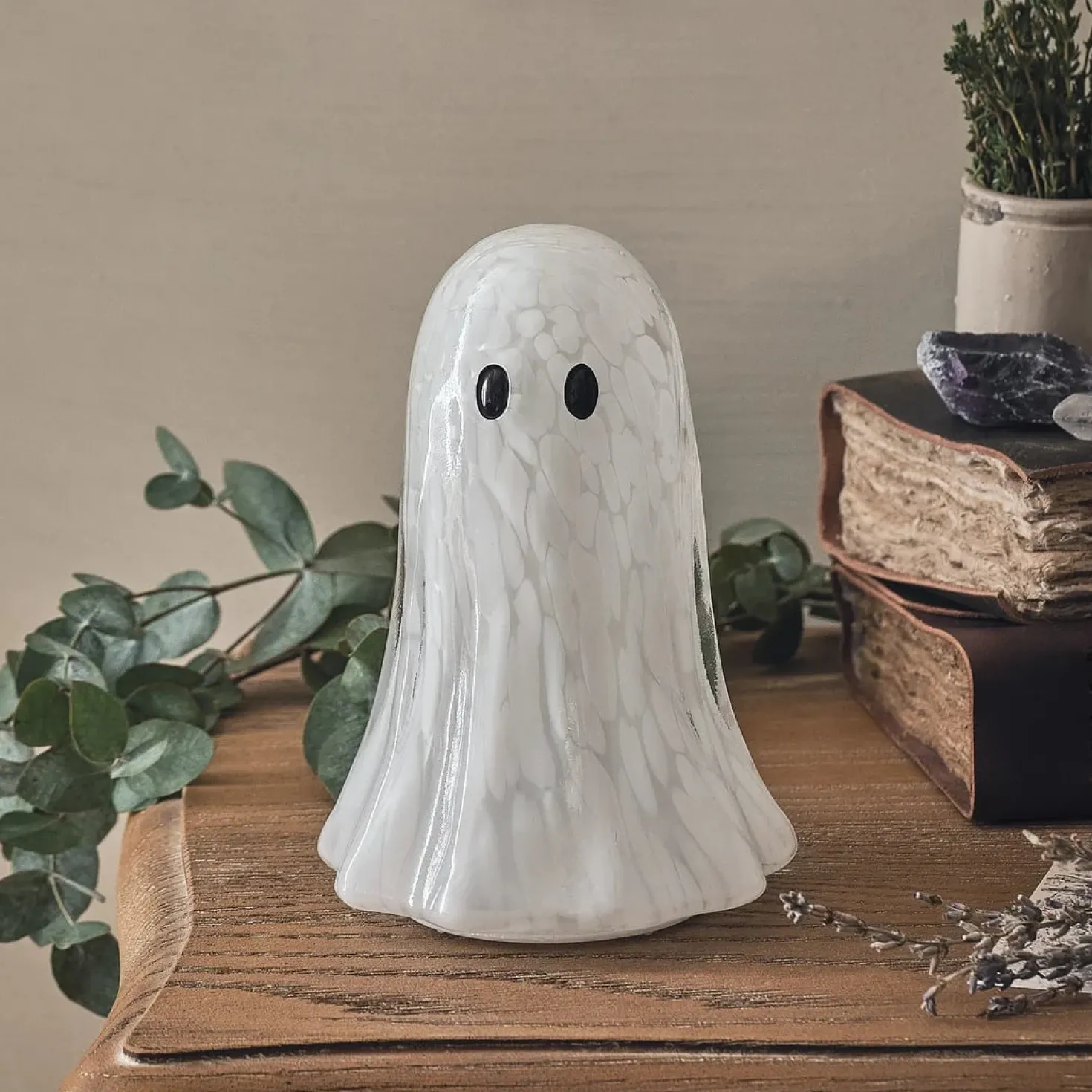 Gertie LED-Halloween-Geist aus Konfetti-Glas mit Timer - groß