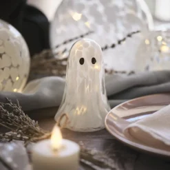 Gertie LED-Halloween-Geist-Deko aus Konfettiglas - klein