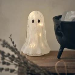 Gertie LED-Halloween-Geist-Deko aus Konfettiglas - klein