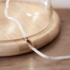 Glasglocke mit Holzteller 20,5cm
