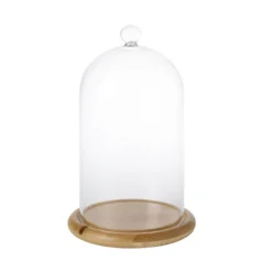 Glasglocke mit Micro Lichterkette 20,5cm