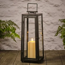 Große Porto Solar-Laterne mit TruGlow® Outdoor-Kerze
