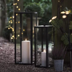 Großes Bowen Gartenlaternen Duo mit TruGlow® Outdoor Kerze