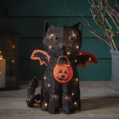 Halloweendeko außen Fledermaus-Katze Batteriebetrieb