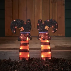 Halloweendeko außen Hexenbeine mit Erdspießen Batteriebetrieb