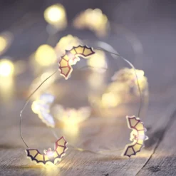 Halloween-Set: Glaskuppel mit LED Fledermaus-Lichterkette