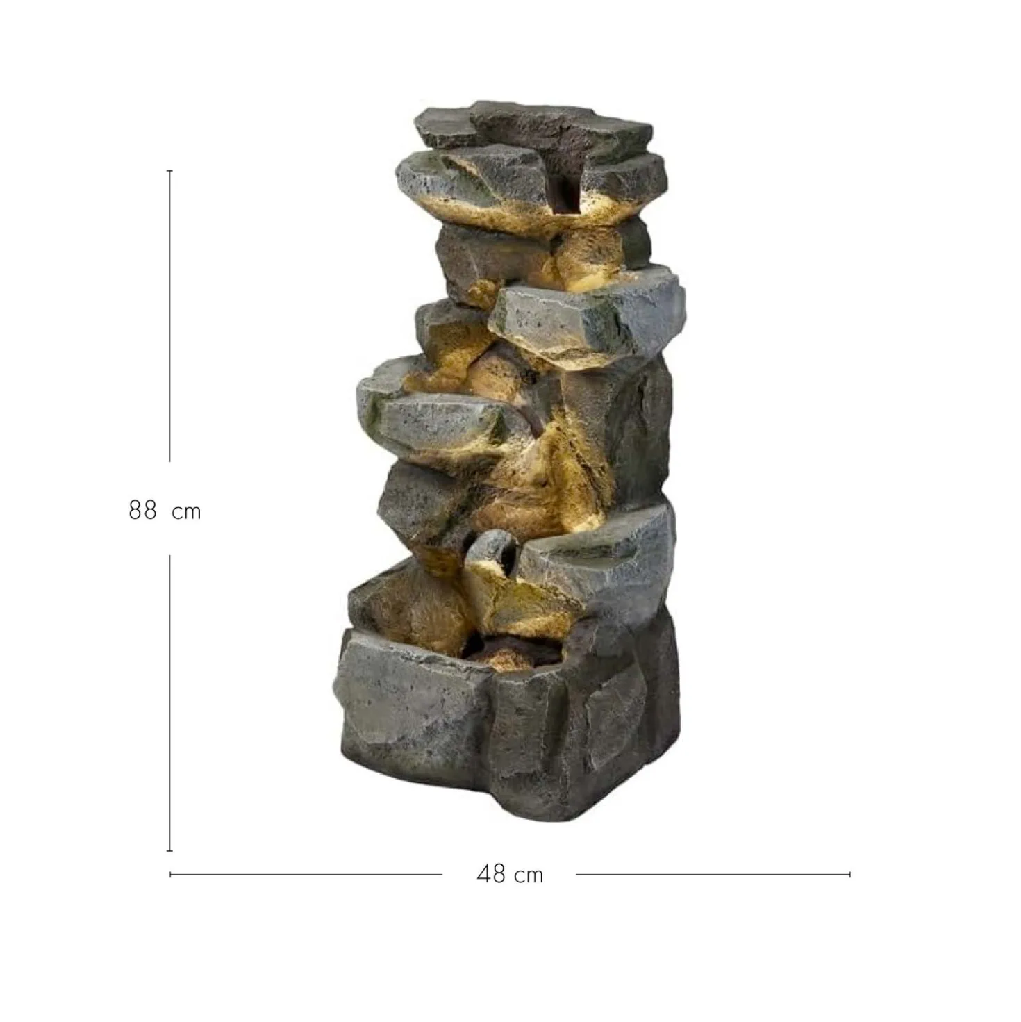 Ingleton 88cm LED Gartenbrunnen Felsen