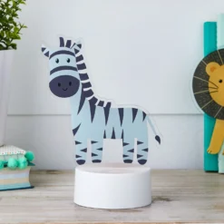2-in-1 Löwe & Zebra USB Tischlampe Kinderzimmer