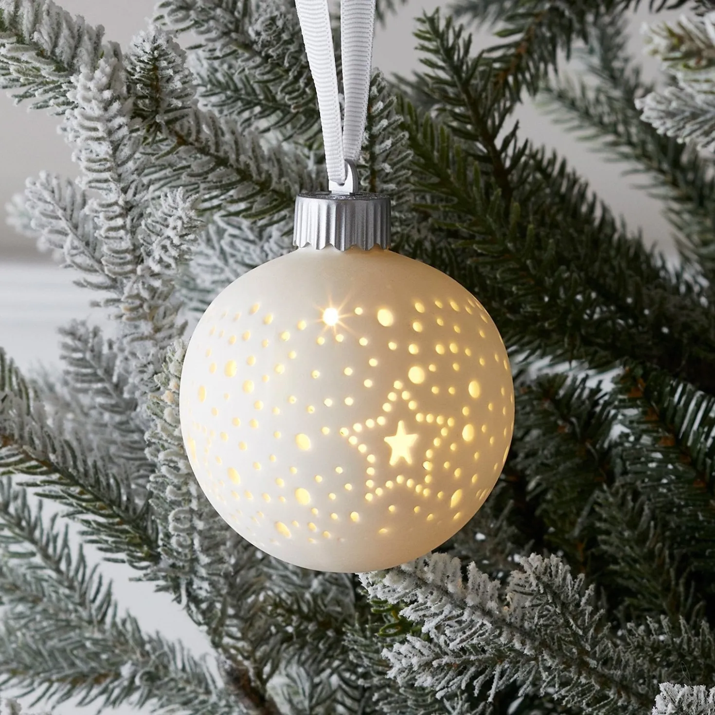 Keramik LED Weihnachtskugel
