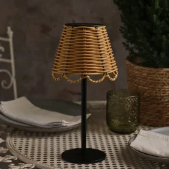 Kurv Solar-Tischlampe im Bambus-Look