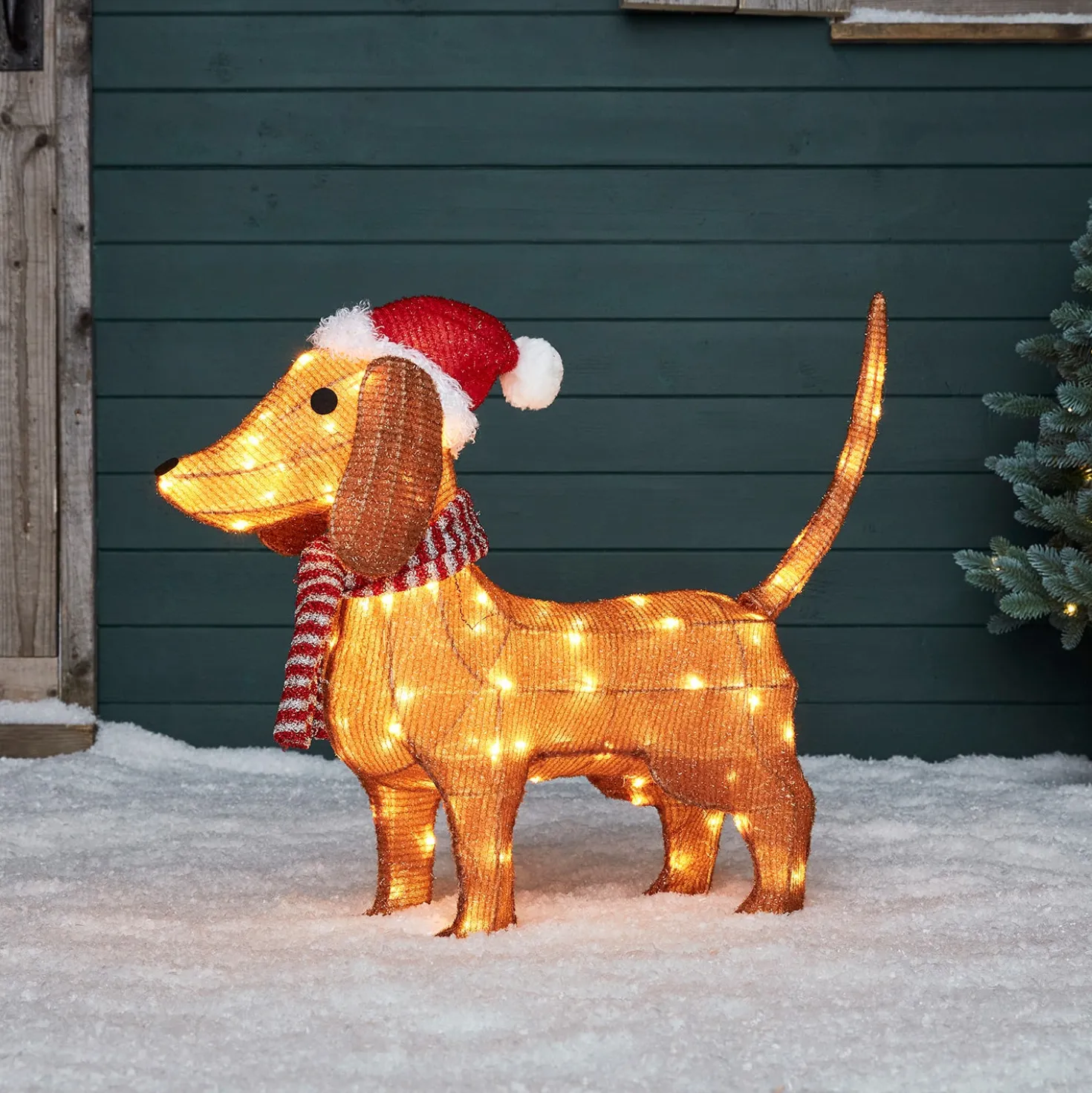 LED Dackel Weihnachtsfigur