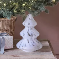 LED Glas Tannenbaum weiß gefleckt