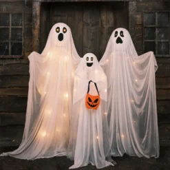 LED Halloweendeko Gibbons Geisterfamilie