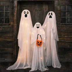 LED Halloweendeko Gibbons Geisterfamilie