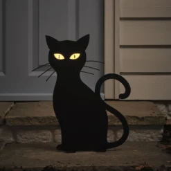 LED-Halloween-Katze Caleb mit Gartenstecker für den Außenbereich