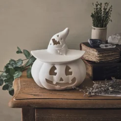 LED Halloween Kürbis aus Porzellan mit Timer