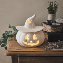 LED Halloween Kürbis aus Porzellan mit Timer