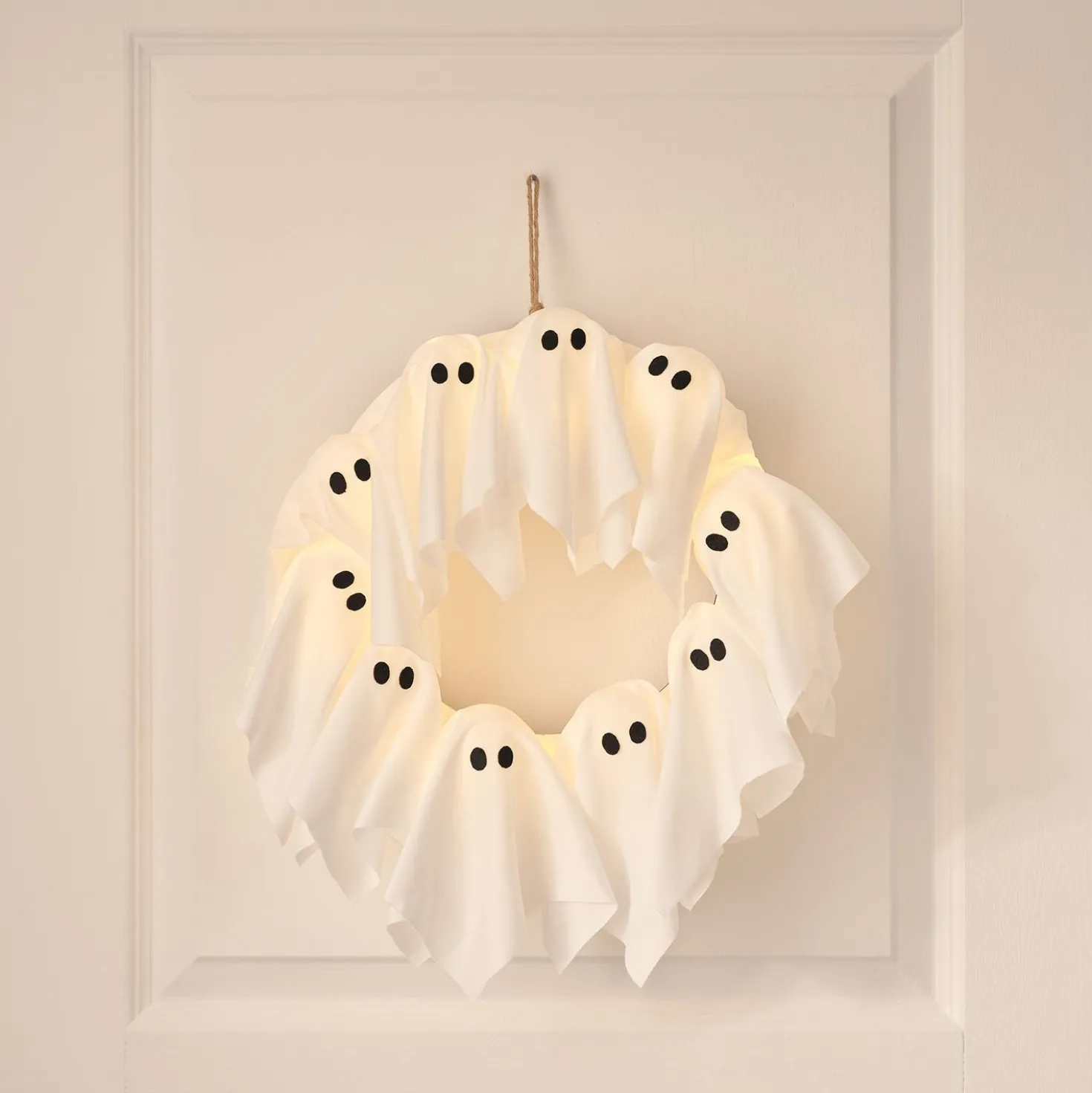 LED Halloween Türkranz 32 cm mit Geistern & 6h-Timer