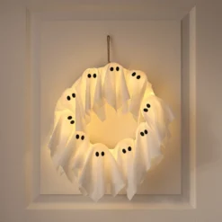 LED Halloween Türkranz 32 cm mit Geistern & 6h-Timer