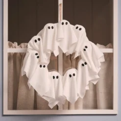LED Halloween Türkranz 32 cm mit Geistern & 6h-Timer