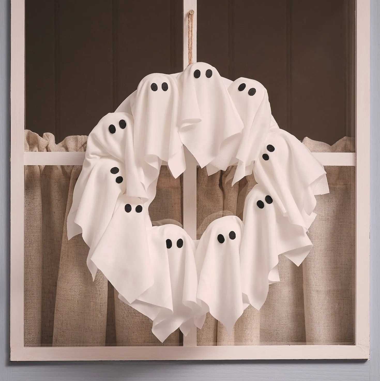 LED Halloween Türkranz 32 cm mit Geistern & 6h-Timer
