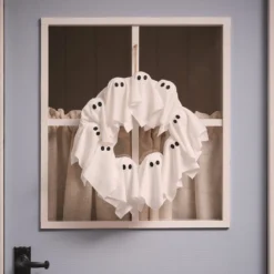LED Halloween Türkranz 32 cm mit Geistern & 6h-Timer