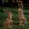LED Hasen Deko aus Rattan