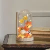 LED-Herbstdeko Kürbis-Glasglocke mit Timer & 15 Mikro-LEDs