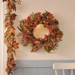 LED‑Herbstkranz mit Girlande & 6‑Stunden‑Timer