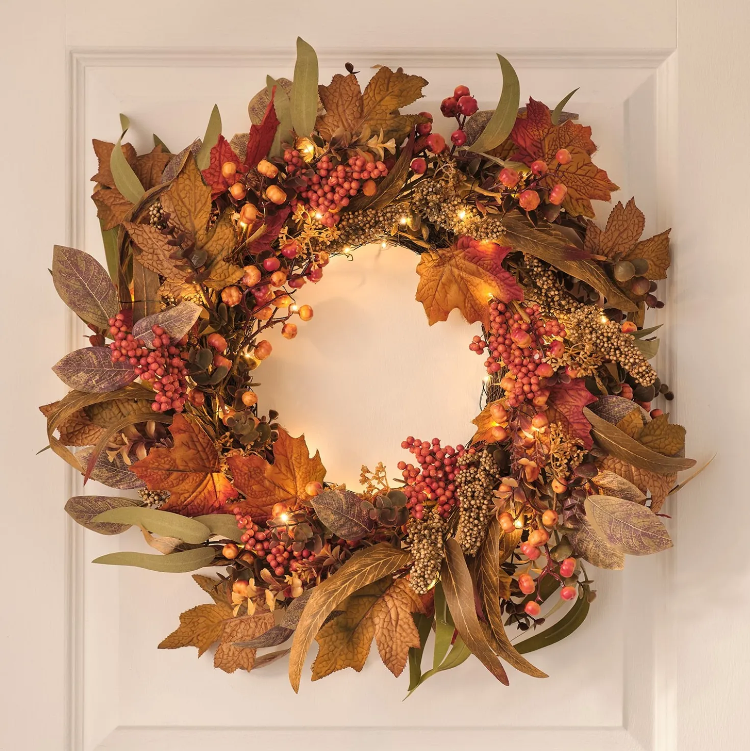 LED‑Herbstkranz mit Girlande & 6‑Stunden‑Timer