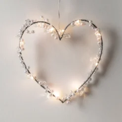 LED Herz Deko mit Perlen