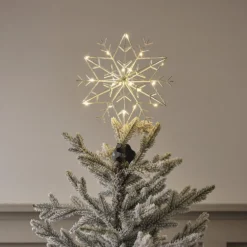 LED Metall Schneeflocke Weihnachtsbaumspitze weiß
