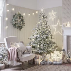 LED Metall Schneeflocke Weihnachtsbaumspitze weiß