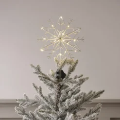 LED Metall Schneeflocke Weihnachtsbaumspitze weiß