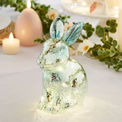 LED Osterdeko Hase aus Glas