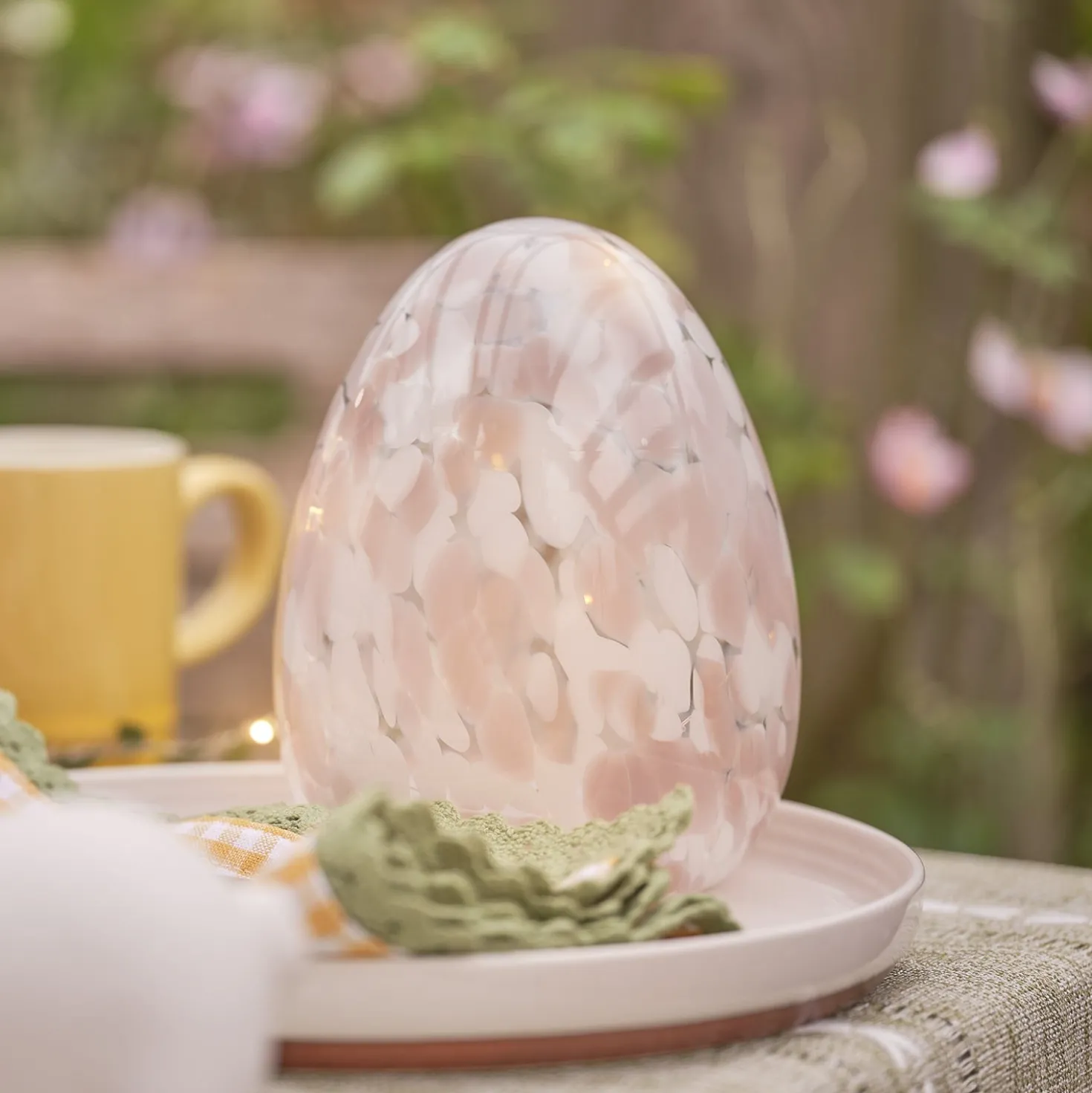 LED-Osterei aus Konfetti-Glas batteriebetrieben pastellrosa