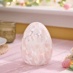 LED-Osterei aus Konfetti-Glas batteriebetrieben pastellrosa