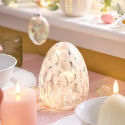 LED-Osterei aus Konfetti-Glas batteriebetrieben pastellrosa