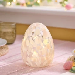 LED-Osterei aus Konfetti-Glas batteriebetrieben pastellrosa