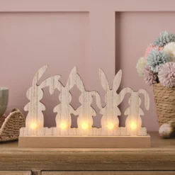 LED Osterhasen-Deko aus Holz