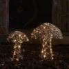 LED Pilz Deko aus Rattan