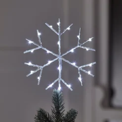 LED Schneeflocken Baumspitze Weihnachtsbaumdeko weiß
