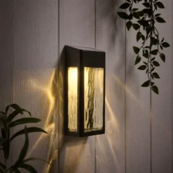 LED Solar Wandleuchte aus Glas schwarz