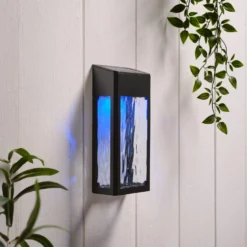 LED Solar Wandleuchte aus Glas schwarz