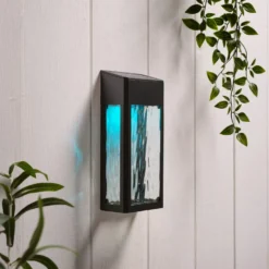 LED Solar Wandleuchte aus Glas schwarz