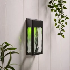 LED Solar Wandleuchte aus Glas schwarz