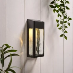 LED Solar Wandleuchte aus Glas schwarz