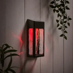 LED Solar Wandleuchte aus Glas schwarz